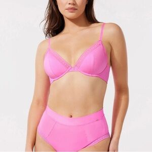 Savage x Fendy New Microfiber Logo-trim Unlined Plunge Bra Size 36C